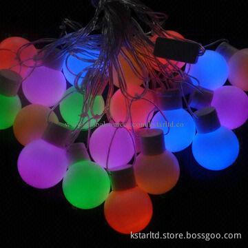 LED ball string light with 20 multicolor LED and ball, 1.5m lead wire, clear cable, 230V